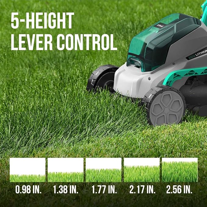 Litheli Cordless Lawn Mower 13 Inch, 5 Heights, 20V Electric Lawn Mowers & Tough Tool Bag 16-inch, Close Top, Wide Mouth, Ample Storage