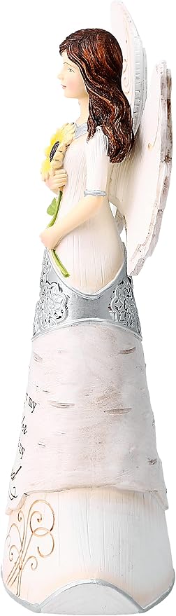 Elements Sister Angel Figurine by Pavilion, 6-1/2-Inch, Holding Sunflower, Inscription Forever My Sister Always My Friend,White