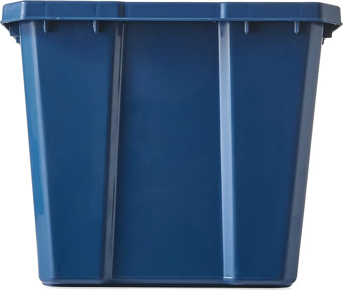 Gracious Living Medium Curbside Blue Box, Plastic 17 Gallon/64 Litre Home Trash Can Refuse and Recycling Bin Container with Built-in Handles (6 Pack)