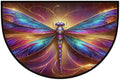 Pardick Half Round Doormat Dragonfly Abstract Colorful Semi Circle Rug Non Slip Indoor Outdoor Entrance Half Moon Rug Washable Front Floor Mat for Kitchen Bathroom Patio Fireplace Holiday Decor