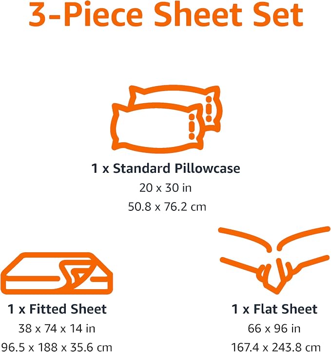 Amazon Basics Kid's Soft Easy-Wash Lightweight Microfiber 3-Piece Sheet Set with 1 Standard Pillowcase, 1 Flat Sheet, 1 Fitted Sheet, Twin, Green Stripes
