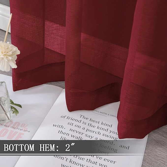Tollpiz Sheer Curtains Bedroom Linen Textured Curtain Sheers Light Filtering - Image 4