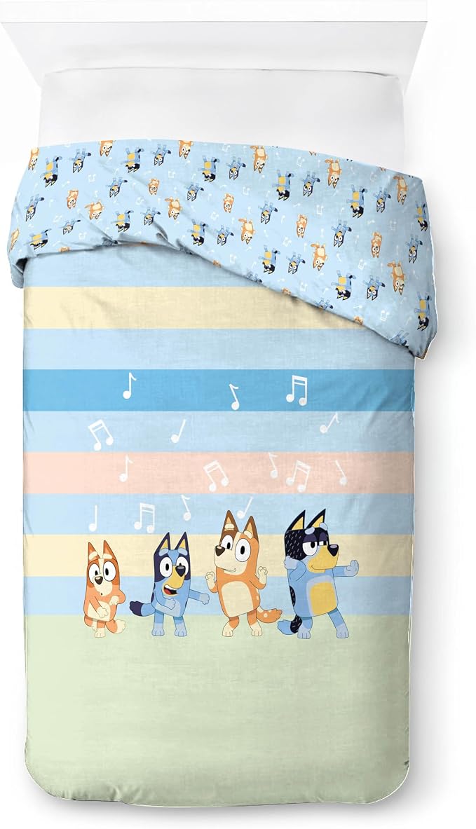 Jay Franco Duvet Cover Set – 2 Piece Comforter Cover and Sham Set, Super Soft Cozy Kids Bedding (Insert Not Included) Multi - Bluey, Twin