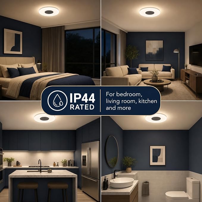 Upgrade 15 inch Dimmable LED Music Ceiling Light with Bluetooth Speaker 24W, Bluetooth Control via Smart Phone APP, Flush Mount Ceiling Light Family Bedroom (Remote Includes)