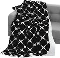 Elegant Comfort Throw Blanket, Reversible Sherpa Flannel, Ultra-Soft, Fuzzy, Cozy and Plush- All Season Lightweight Decorative Throw, 50 x 60 inches, Ogee Pattern Sherpa Throw, Black