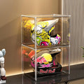 GUDEMAY Large Clear Stackable Plastic Storage Bins with Door, Dustproof Figures Collectibles Display Case, Football & Motorcycle Helmet Showcase, Basketball, Memorabilia Organizer Box (XL, Count, 1)