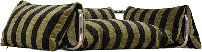 2-in-1 Human & Pet Elevated Dog Sofa, Striped Couch with Metal Frame & Foam, Indoor Pet Furniture