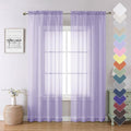 Lecloud Light Purple Sheer Curtains 84 Inches Long 2 Panels, Double Rod Pocket Window Dining Room/Living Room Lavender Curtain, Light Filtering Solid Voile Girls Bedroom Drapes, 40X84 Inch