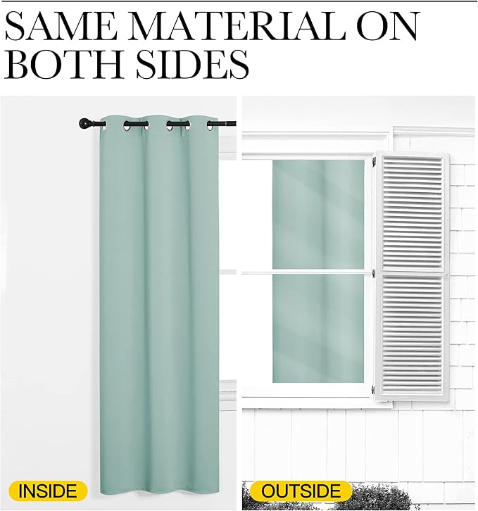 NICETOWN Blackout Curtains & Drapes for Bedroom, Aqua Blue, W34 x L40, Set of 2, Triple Weave Grommet Top Thermal Insulated Light Blocking Panels for Bathroom/Living Room