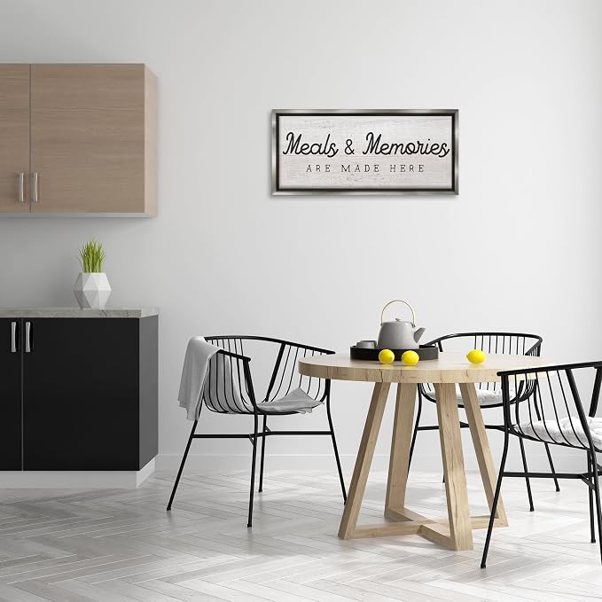 Meals and Memories Kitchen Sign, 13 x 30 Inch Canvas in Floater Frame | Stupell Industries · By Lil' Rue · Ready to hang · Rustic charm for kitchen or dining room · Made in USA