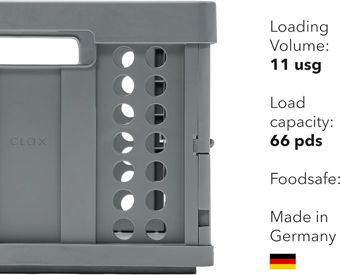 Clax® crate | folding box | basket | 48 qt (12 gal) | grey