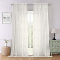 Lecloud Ivory Sheer Curtains 96 Inches Long 2 Panels Set, Solid Airy Voile Dual by Lecloud