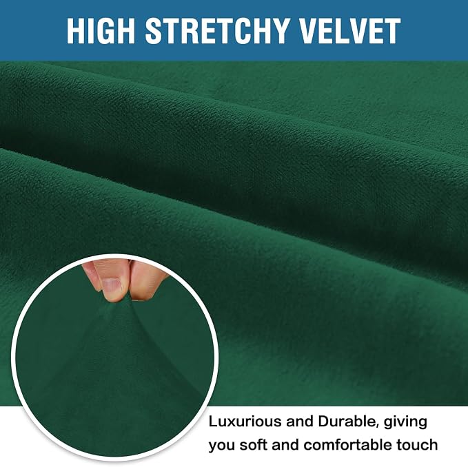 H.VERSAILTEX 1 Peice Stretch Velvet Sofa Covers for 3 Cushion Couch Covers Sofa Slipcovers Furniture Protector Soft, Crafted from Thick Comfy Rich Velour (Sofa 72"-90", Christmas Green)