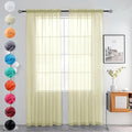 youleyar Solid Sheer Rod Pocket Curtain Voile Draperies 2 Panels White Beige Black Grey Ivory 52 Inch Width 84 Inch Long 1 Pair for Kitchen Bedroom Children Living Room Yard (Sage Green,52Wｘ84L)