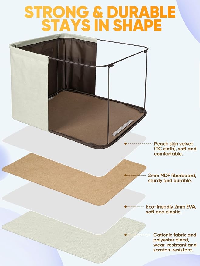BALEINE 2 Pack Fabric Closet Storage Bins for Shelves, Linen Closet Organizers and Storage, Decorative Baskets for Organizing, Shelf, Clothes, Home, Office (White, 12"x8"x8")