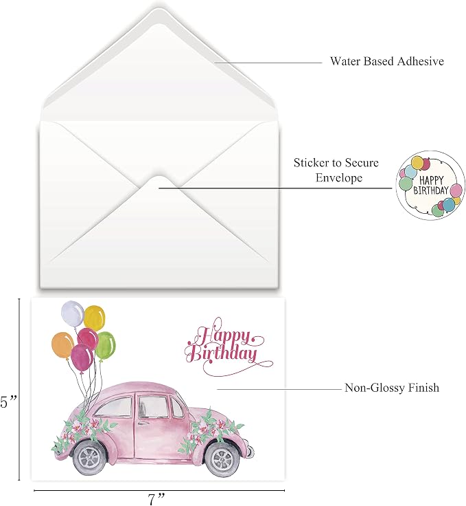 80 Unique Birthday Cards- Happy Birthday Cards Bulk With Greetings Inside – Assorted Envelopes and Stickers -Large 5 x 7 inches- Greeting Box Set
