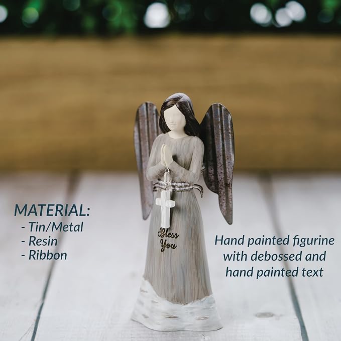 Pavilion - 4.5" Angel Ornament Figurine - Bless You - Simplistic Rustic Modern Farmhouse Statue