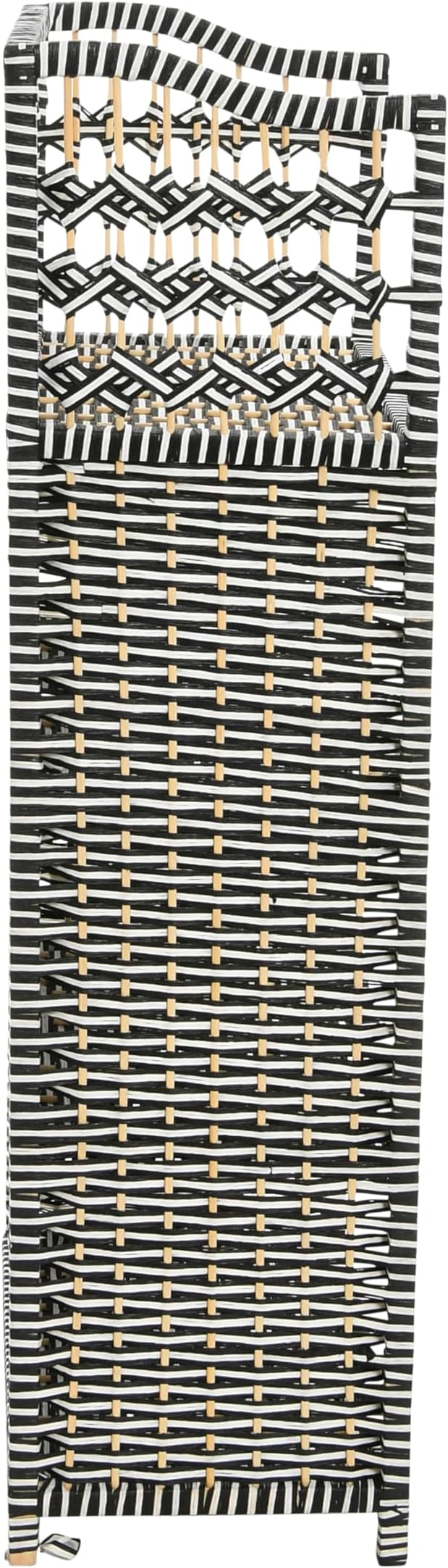 Household Essentials Woven Accent Shelf Black and White Paper Rattan