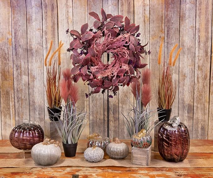 Boston International Decorative Tabletop Glass Pumpkin, Small, Mottled