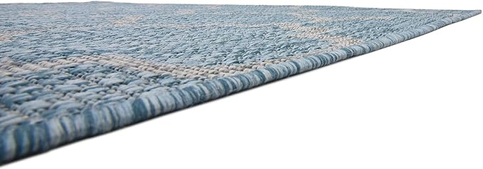 Unique Loom Outdoor Trellis Collection Area Rug (5' 1" x 8' Rectangle, Aquamarine/ Gray)