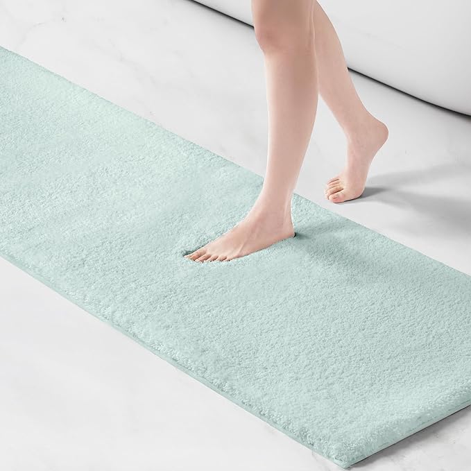 Madison Park Marshmallow Highly Absorbent Bath Runner, 24 x 72, Seafoam | Non slip Backing, Spa Quality Luxurious Plush Bath Rug for Bathroom, Quick Dry, OEKO TEX