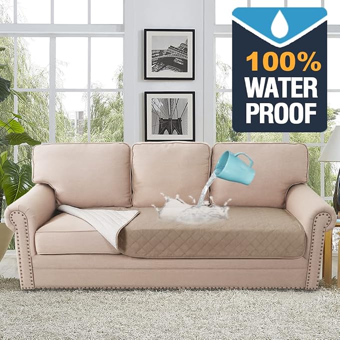 H.VERSAILTEX Couch Cover for Dogs Washable 100% Waterproof Sofa Cushion Cover Dog Bed Cover Non-Slip Pet Blanket for Sofa Cushion Protector, 35" x 82", Khaki