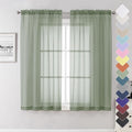 Lecloud Sage Green Sheer Curtains 63 Inch Long 2 Panels, Elegant Voile Drapes by Lecloud
