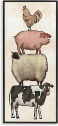 Vintage Farm Animals Country Stack, 10 x 24 Inch Framed Giclée Print | Stupell Industries · By Leah Noel Art · Ready to hang · Fits living room or family room · Made in USA
