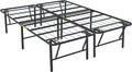 Amazon Basics Foldable Metal Platform Bed Frame with Storage Space, Sturdy Steel, No Box Spring Needed, 18 Inches High, Tool-Free Setup, Noise Free, King Size, Black