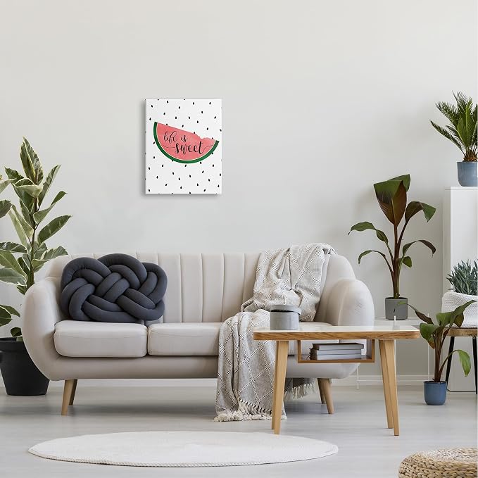 'Life Is Sweet Watermelon'| Canvas Art | Stupell Industries | 16 x 20 Inches, Easy to Hang and Sturdy, Made in USA, by Anna Quach