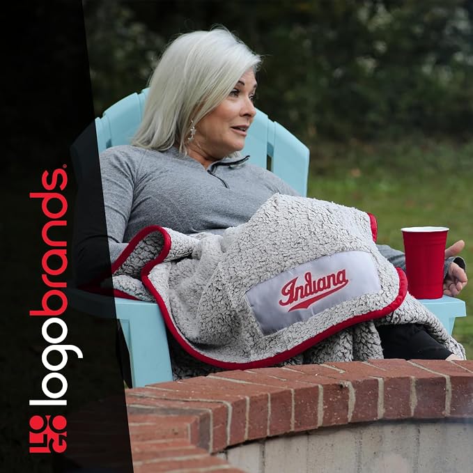 Logo Brands NCAA Frosty Fleece Blanket (50" x 60") – Soft & Warm Sherpa Material with Team Logo, Team Color Trim, Great Gift for Alumni & Students
