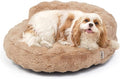 EHEYCIGA Soft Cat Couch Bed for Indoor Cats, Fluffy Small Dog Bed with Removable Washable Cover, Bolster Pet Sofa, Waterproof and Non-Slip, 23" x 23"x 7", Camel
