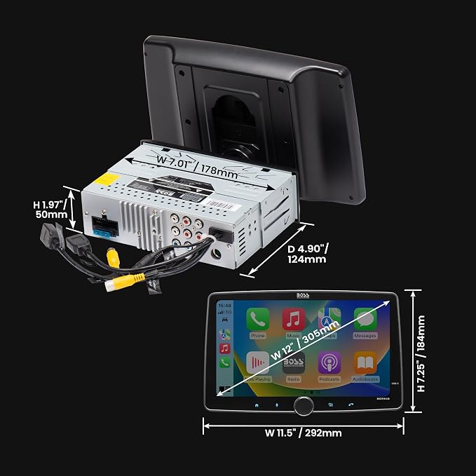 BOSS Audio Systems BCPA12 Car Stereo, CarPlay, Android Auto, Single DIN