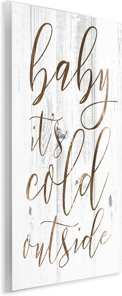'Baby Its Cold Outside Cursive'| Wall Plaque Art | Stupell Industries | 10 x 15 Inches, Easy to Hang and Sturdy, Made in USA, by Lil' Rue
