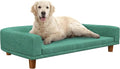 PawHut Dog Sofa Couch, Pet Bed with Comfortable Luxury Cushion, Washable Cover, Wooden Legs, Anti-Slip Mat for Large Dogs, Cats, Kittens, Green