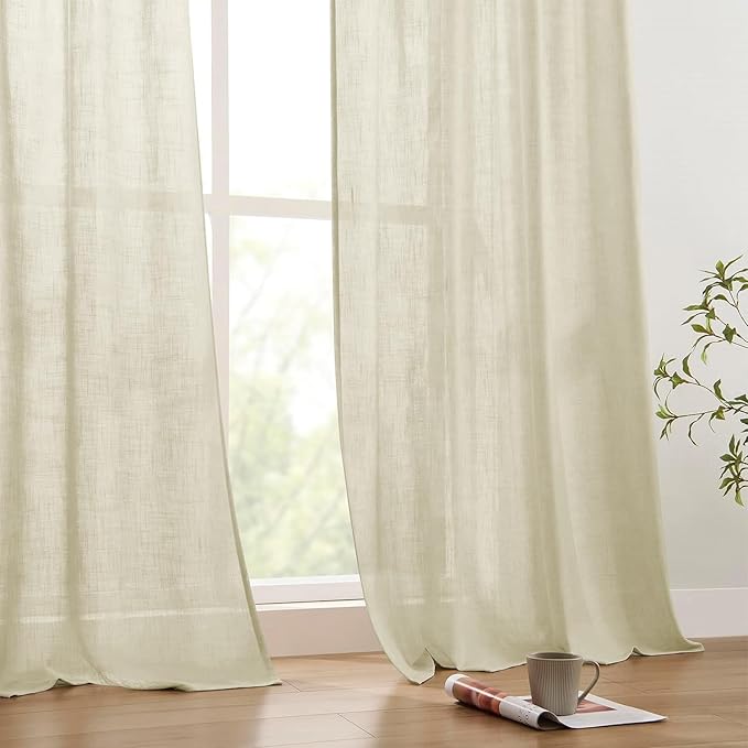 Joydeco Linen Curtains 72 Inch Length 2 Panels Set, Light Filtering Curtains - Image 6