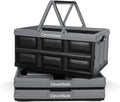 CleverMade Collapsible Shopping Basket, 32L, 3 Pack, Stone | Rigid walls support up to 35 lb, while top and side handles balance heavier grocery, laundry, or gear loads.