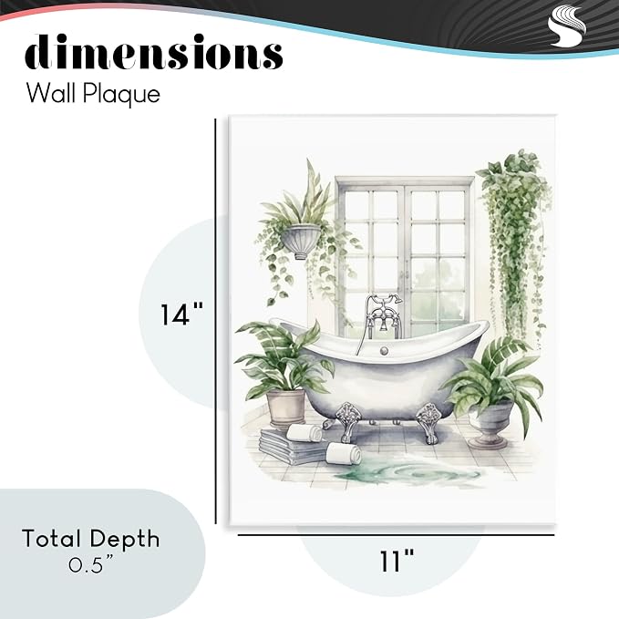 Lush Greenery Bathtub Window, 11 x 14 Inch Mounted Print on Wall Plaque | Stupell Industries · By Lettered and Lined · Ready to hang once unboxed · Made in USA