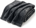 Americanflat 50x60 Double Sided Faux Fur Throw Blanket - Soft and Breathable Throw Blanket for Couch, Bed, Chair - Dark Gray Faux Fur Blankets Perfect for Home, Bedroom, or Outdoor Use