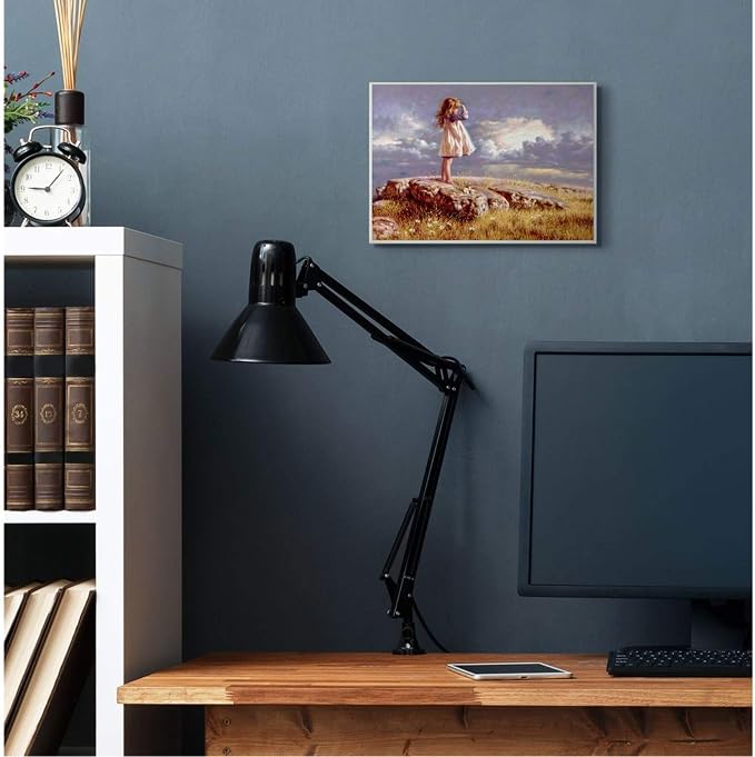 Girl Gazing on Rock Sunset, 10 x 15 Inch Mounted Print on Wall Plaque | Stupell Industries | 15 x 10 Inches, Easy to Hang and Sturdy, Made in USA, by Jim Daly
