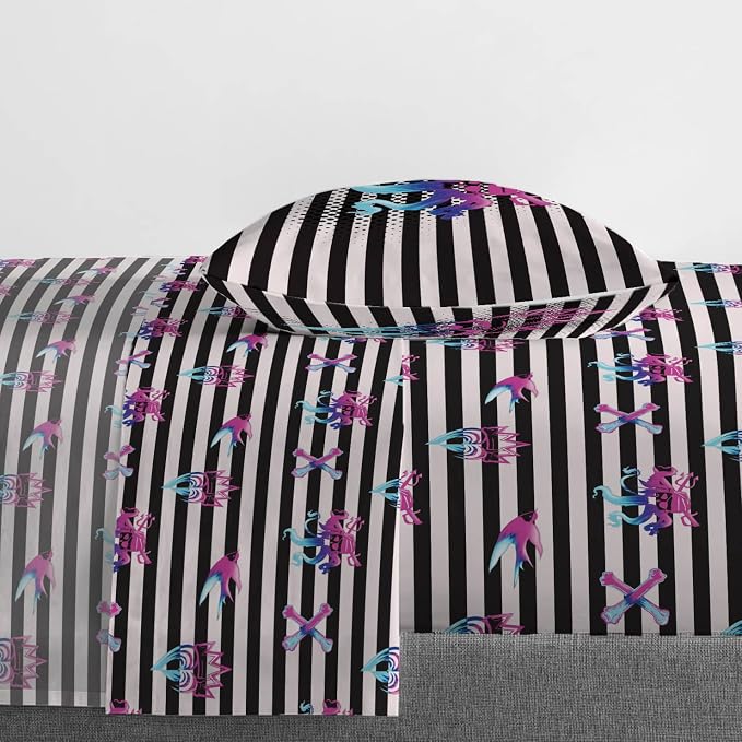 Jay Franco Kids Sheet Set with Fitted, Flat Sheets & Pillow Cover - Ultra-Soft Bedding with Pillowcase for Room Decor, Multi Color - Descendants, 3 Piece Twin