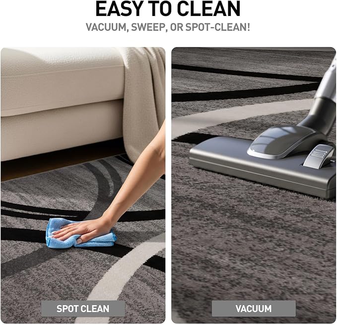 Rugshop Wavy Circles Fade-Resistant Living Room Area Rug Gray 3'3" x 5' | Rectangular, Size 3'3" x 5', Bedroom, Dining Room, Home Office, Kitchen, Entryway, Hallway, Nursery, Kids Room, Guest Room