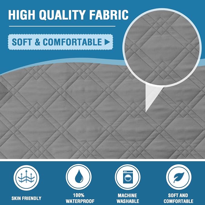 H.VERSAILTEX Loveseat Covers for 2 Cushion Couch Sofa Cover for Dogs 100% Waterproof Furniture Protector Cover with Elastic Straps for Pet Cat(Loveseat, Dove Grey)