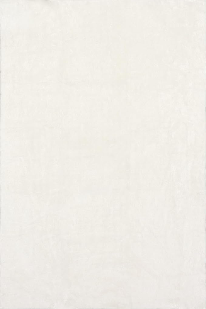 nuLOOM Loni Off White Solid Washable Area Rug, 6' Square