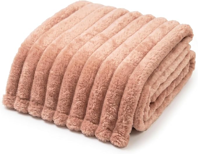 Americanflat 50x60 Faux Fur Throw Blanket - Soft and Breathable Throw Blanket for Couch, Bed, Chair - Pink Faux Fur Blankets Perfect for Home, Bedroom, or Outdoor Use