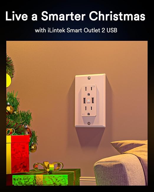 Smart in Wall Outlet, Standard Electrical Outlets with 2 USB Ports & 2 Plugs, Work with Alexa Google Home 15 Amp Outlet ETL FCC for Home Office | Tamper-Resistant, No Hub Required, 2.4G WiFi Outlet, Works with Alexa/Google Home, Kitchen/Bedroom/Office,...