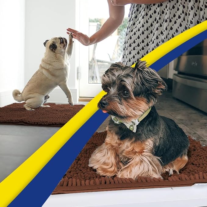 Muddy Mat® | Super Water Absorbent Door Mat Indoor, Microfiber Quick Dry Chenille Entryway Rug, Slip Resistant Front Door Mat, Indoor Mats for Entryway, Machine Washable Pet Rug, Chocolate 32" x 44"