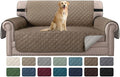 H.VERSAILTEX Water Repellent Loveseat Cover Loveseat Slipcover for Dogs Couch Protector Reversible Couch Cover for 2 Cushion Couch Furniture Protector for Pets(Oversized Loveseat, Taupe Brown/Beige)