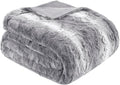 Madison Park Zuri Faux Fur Reversible Throw Blanket, 50 x 60 in, Grey | Oversized Soft Plush, Luxury, Animal Stripes, Mink Reverse, Modern, All Season, for Bed Sofa Couch, OEKO-TEX Certified
