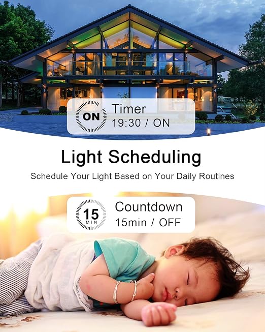 Smart Light Switch - Thinkbee 2.4Ghz WiFi Wireless Light Switch kit | Compatible with Alexa, Google Assistant and IFTTT, Outdoor 1969ft Indoor 328ft Remote Control, No Hub Required, Ceiling Lamp